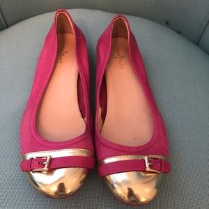 Gold Toe Pink Cole Haan Buckle Flats